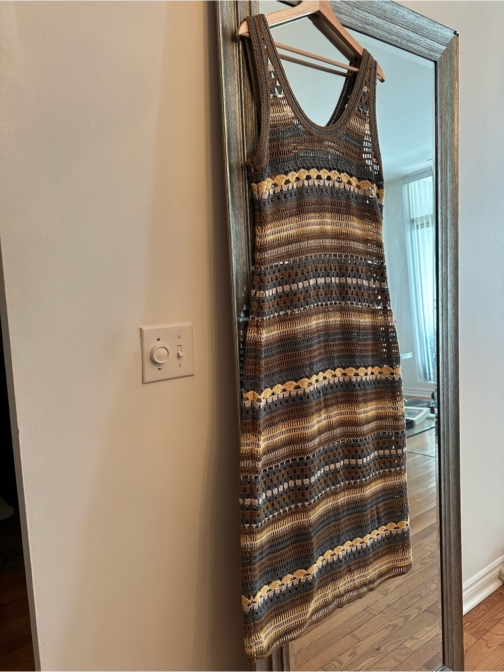 Crochet Stripe Midi Dress